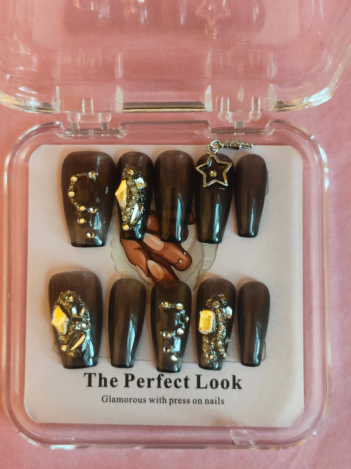 Black with silver abstract nails.