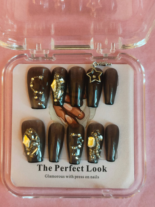 Black with silver abstract nails.