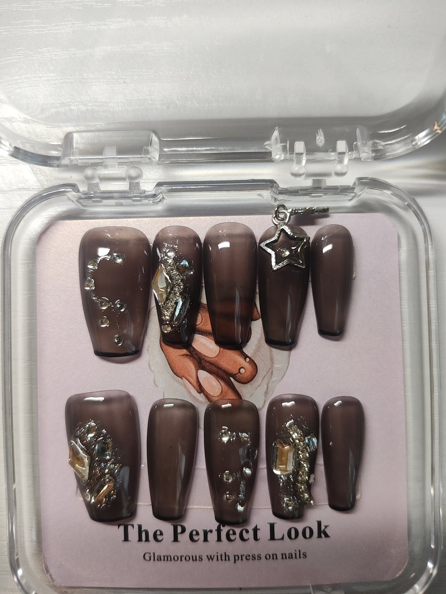 Black with silver abstract nails.