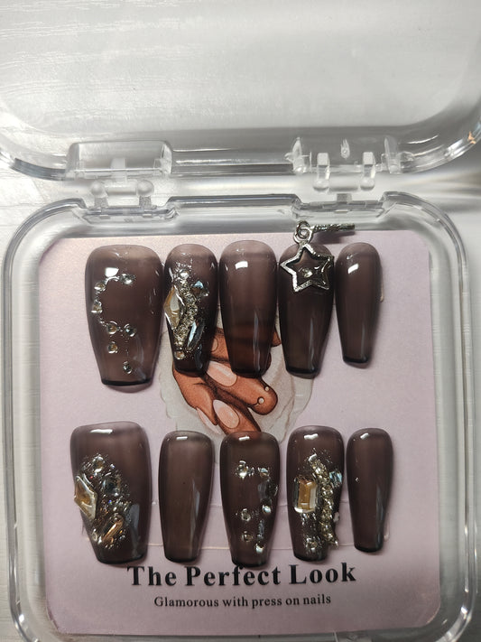 Black with silver abstract nails.