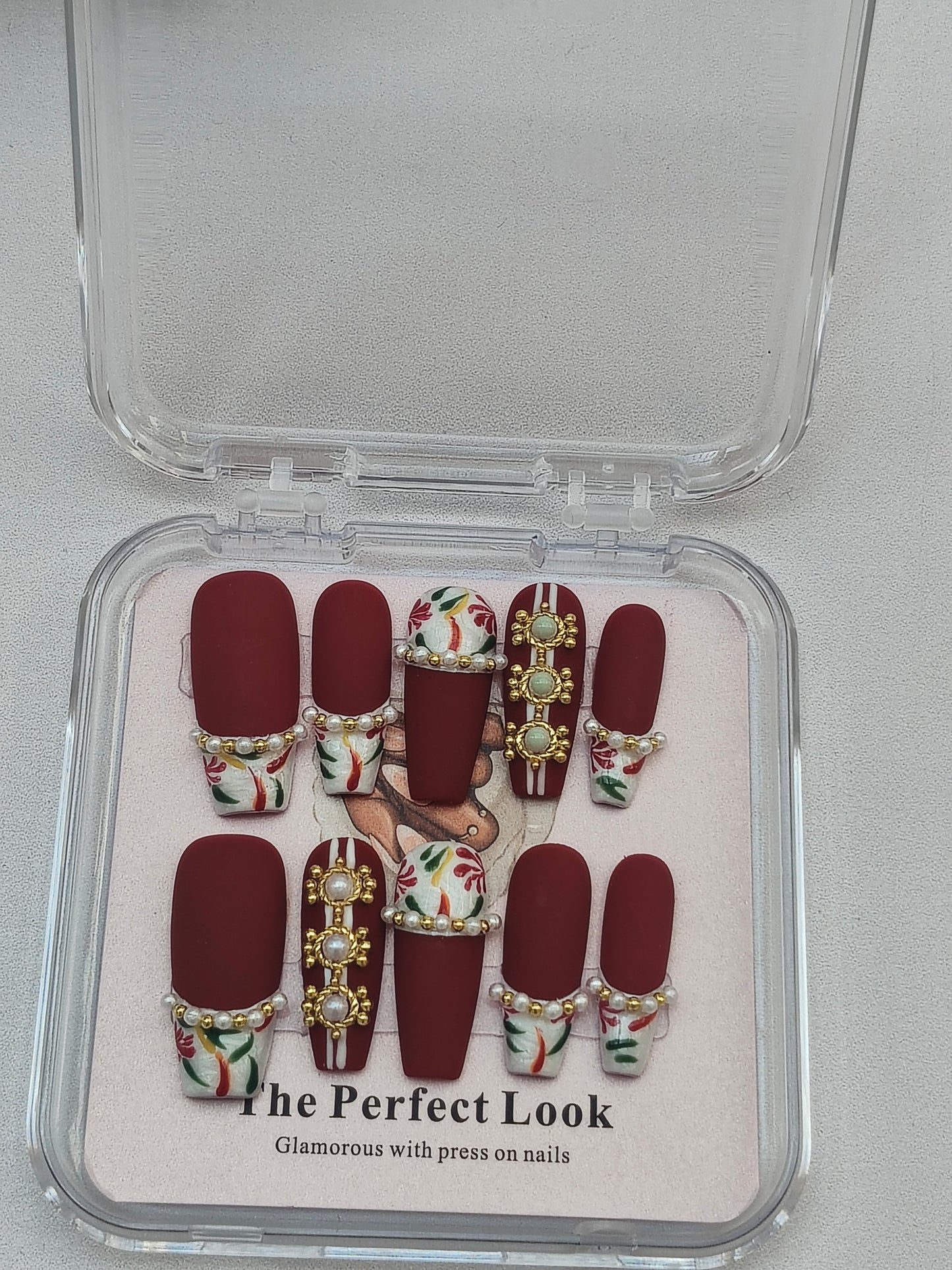 Red with gold accents