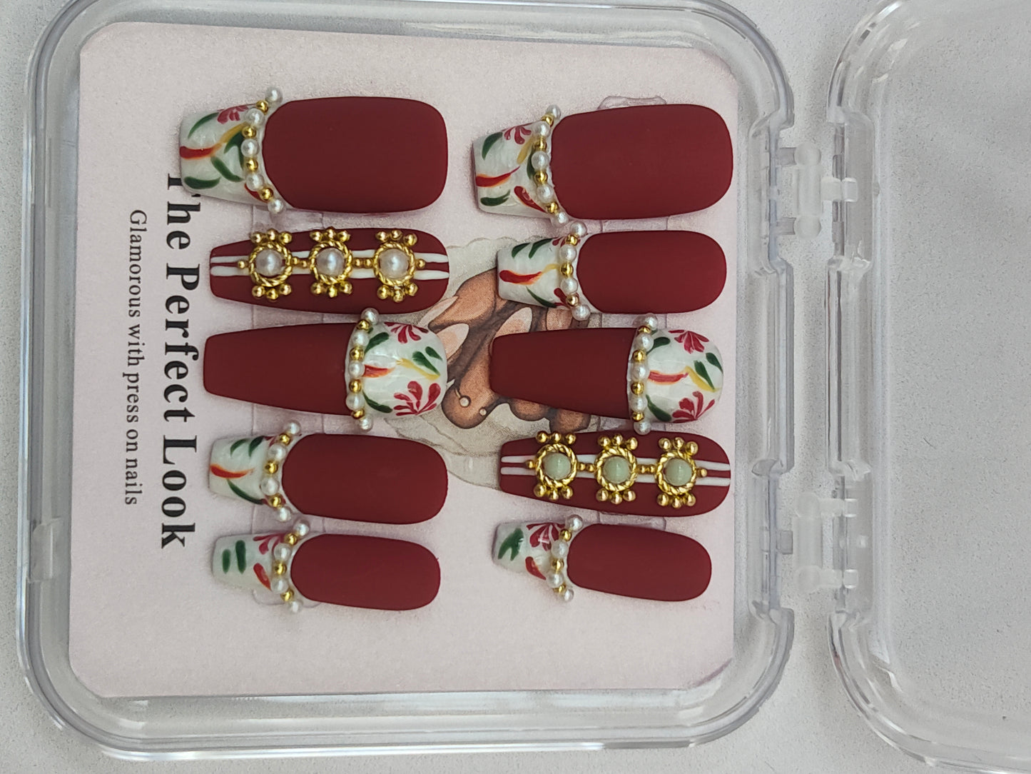 Red with gold accents